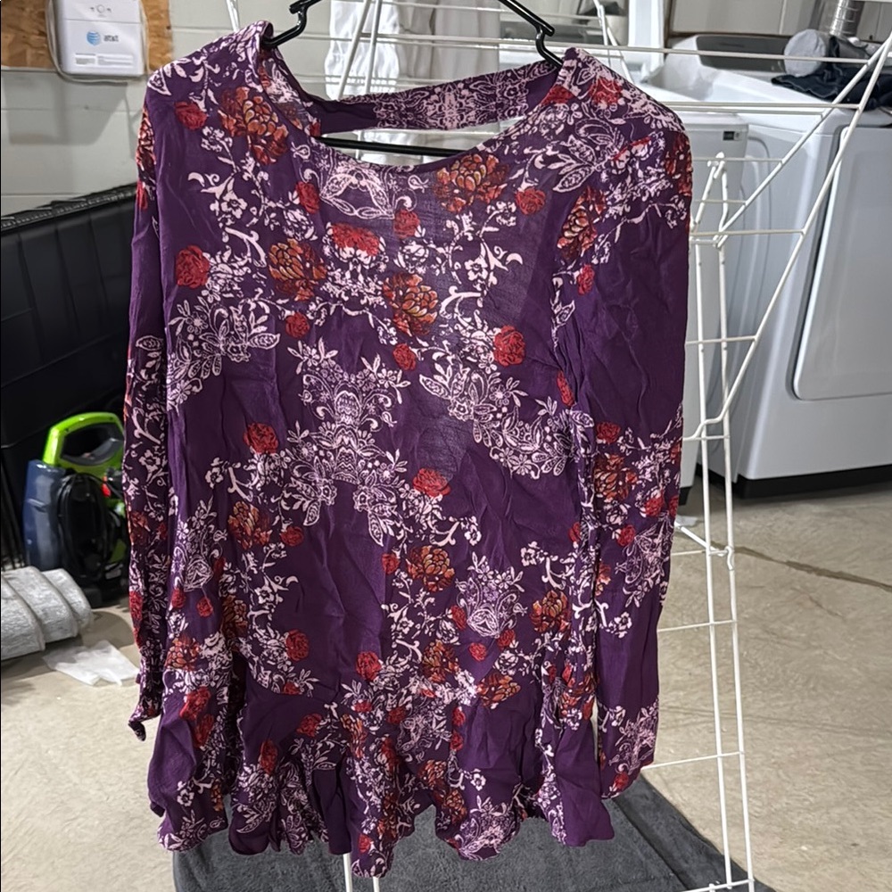 Purple Ruffled Relaxed Blouse